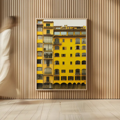 Florence Yellow by Deborah Revell. shown as over sized large wall art. Available as an archival giclee rolled canvas, fine art paper, or poster print. SKU 95015h.