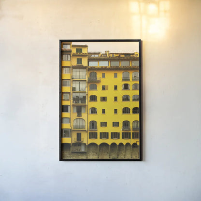 Florence Yellow by Deborah Revell. shown as a paper print in a black flame. Available as a archival giclee rolled canvas, fine art paper, or poster print. SKU 95015h.