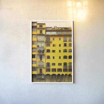 Florence Yellow by Deborah Revell. shown as a paper print in a white frame. Available as a archival giclee rolled canvas, fine art paper, or poster print. SKU 95015h.
