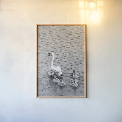 Follow the Leader by Deborah Revell. shown as a paper print in a natural frame. Available as a archival giclee rolled canvas, fine art paper, or poster print. SKU 96817h.