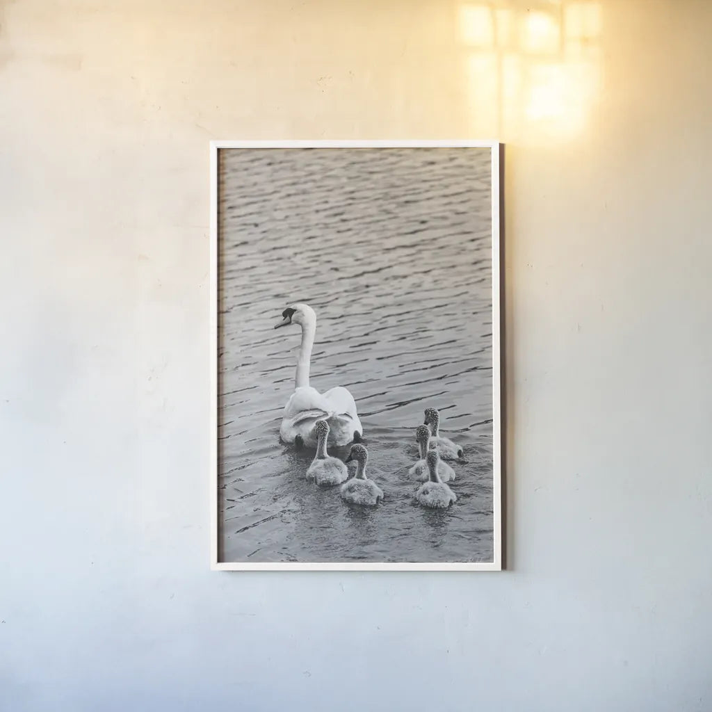 Follow the Leader by Deborah Revell. shown as a paper print in a white frame. Available as a archival giclee rolled canvas, fine art paper, or poster print. SKU 96817h.