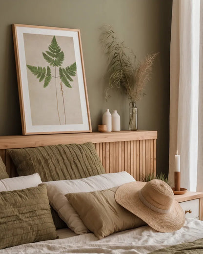 Forest Fern II by Deborah Revell. shown as a paper print in a natural frame. Available as a archival giclee rolled canvas, fine art paper, or poster print. SKU 95475h.