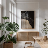 Frans Pumpkin I by Deborah Revell. shown as a print in a natural wood frame in a dining room. Available as a archival giclee rolled canvas, fine art paper, or poster print. SKU 102839h.