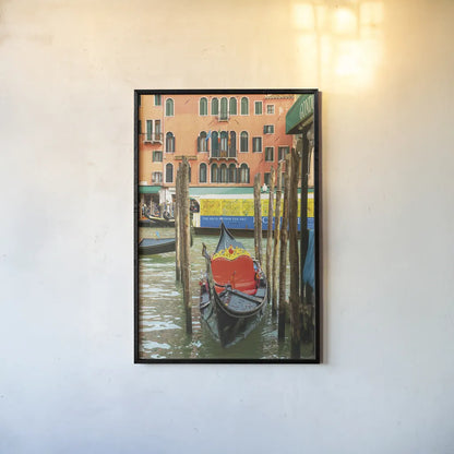 Gondola by Deborah Revell. shown as a paper print in a black flame. Available as a archival giclee rolled canvas, fine art paper, or poster print. SKU 95013h.