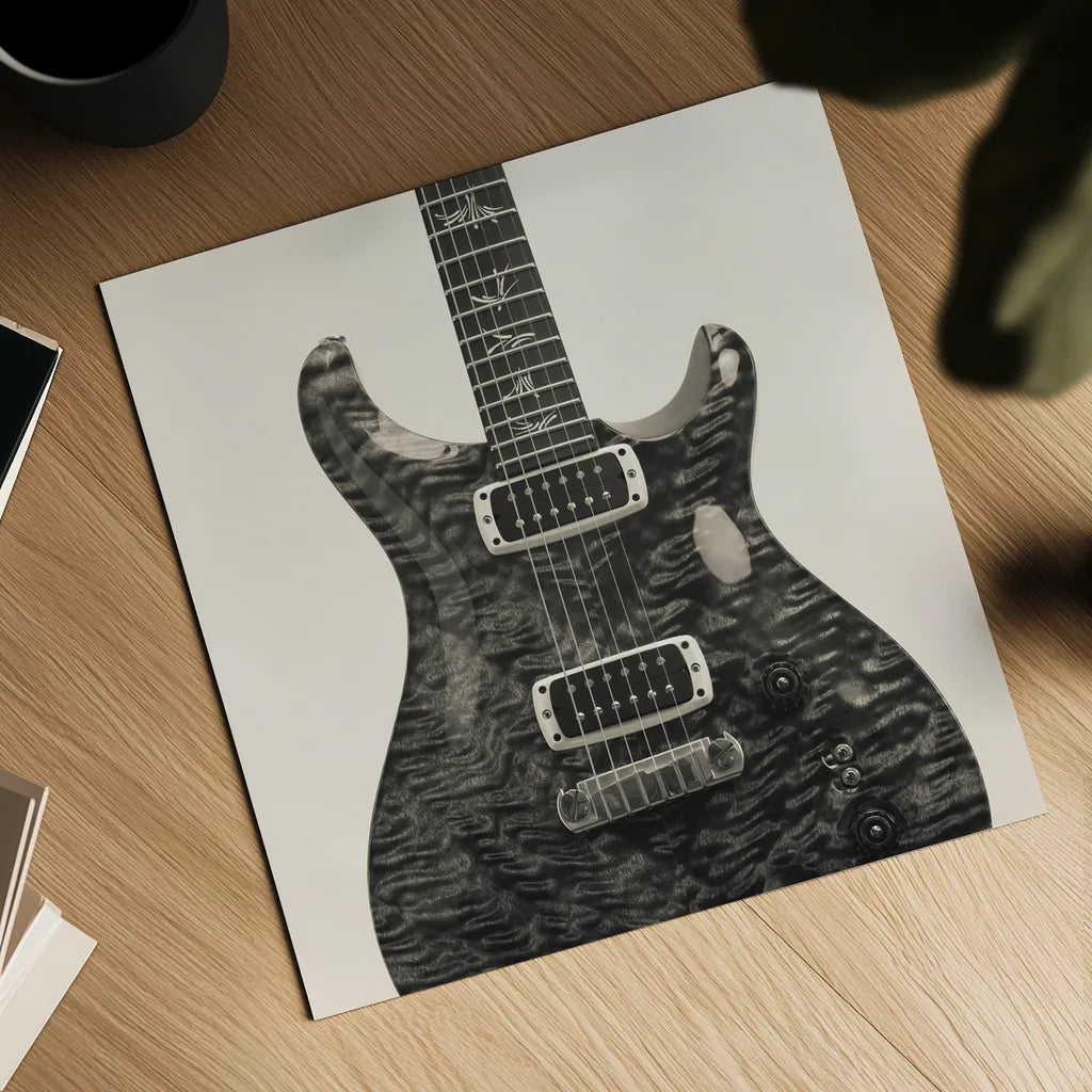 Guitar I by Deborah Revell. Shown as a detailed flat fine art print, highlighting archival giclee quality. Available as an archival giclee rolled canvas, fine art paper, or poster print. SKU 91248a.