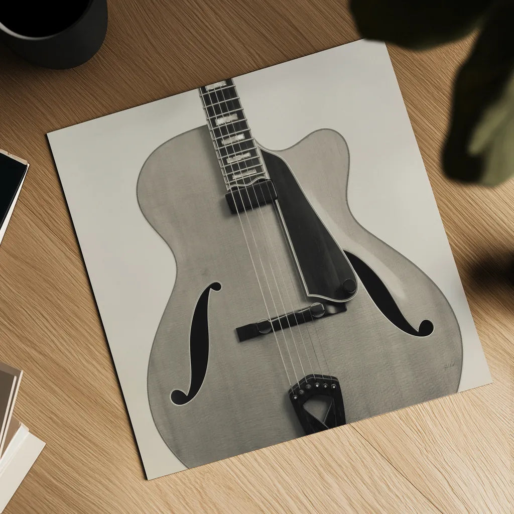 Guitar II by Deborah Revell. Shown as a detailed flat fine art print, highlighting archival giclee quality. Available as an archival giclee rolled canvas, fine art paper, or poster print. SKU 91249a.
