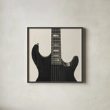 Guitar IV by Deborah Revell. Shown in a sleek black glass frame for a contemporary gallery look. Available as an archival giclee rolled canvas, fine art paper, or poster print. SKU 91251a.