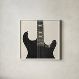 Guitar IV by Deborah Revell. Shown in a crisp white glass frame for a clean and minimalist style. Available as an archival giclee rolled canvas, fine art paper, or poster print. SKU 91251a.