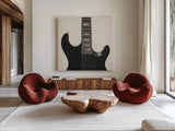 Guitar IV by Deborah Revell. Shown as extra-large giant wall art in a modern living room. Available as an archival giclee rolled canvas, fine art paper, or poster print. SKU 91251a.