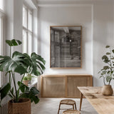 Gunpowder by Deborah Revell. shown as a print in a natural wood frame in a dining room. Available as a archival giclee rolled canvas, fine art paper, or poster print. SKU 96604h.