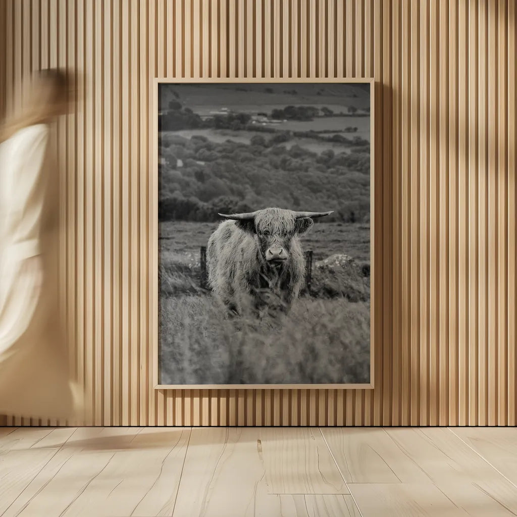 Happy Highland Landscape by Deborah Revell. shown as over sized large wall art. Available as an archival giclee rolled canvas, fine art paper, or poster print. SKU 95761h.