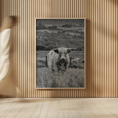 Happy Highland Landscape by Deborah Revell. shown as over sized large wall art. Available as an archival giclee rolled canvas, fine art paper, or poster print. SKU 95761h.
