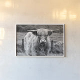 Happy Highland Portrait by Deborah Revell. shown as a paper print in a white frame. Available as a archival giclee rolled canvas, fine art paper, or poster print. SKU 95760i.