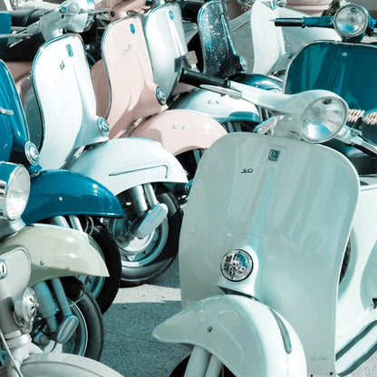Italian Scooter II by Deborah Revell. SKU 91133a. Archival Giclee Fine art print for wall decor.