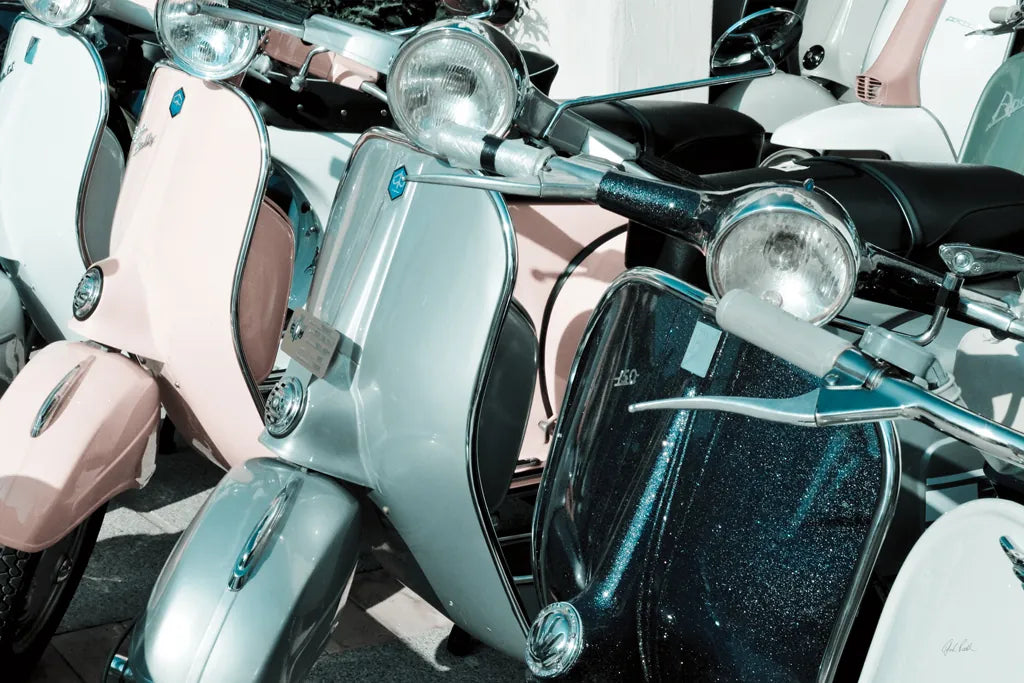 Italian Scooter III by Deborah Revell. SKU 91134i. Archival Giclee Fine art print for wall decor.