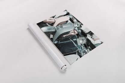 Italian Scooter III by Deborah Revell. shown as a rolled paper print. Available as archival giclee rolled canvas, fine art paper, or poster print. SKU 91134i.