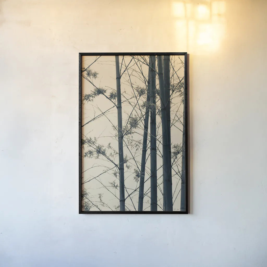 Japanese Bamboo I by Deborah Revell. shown as a paper print in a black flame. Available as a archival giclee rolled canvas, fine art paper, or poster print. SKU 100074h.