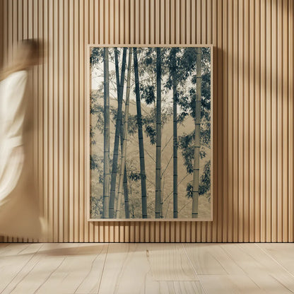 Japanese Bamboo II by Deborah Revell. shown as over sized large wall art. Available as an archival giclee rolled canvas, fine art paper, or poster print. SKU 100075h.