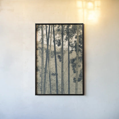 Japanese Bamboo II by Deborah Revell. shown as a paper print in a black flame. Available as a archival giclee rolled canvas, fine art paper, or poster print. SKU 100075h.