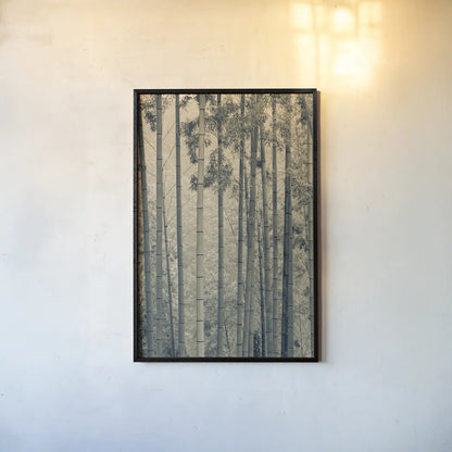 Japanese Bamboo III by Deborah Revell. shown as a paper print in a black flame. Available as a archival giclee rolled canvas, fine art paper, or poster print. SKU 100076h.