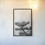 Japanese Tree by Deborah Revell. shown as a paper print in a black flame. Available as a archival giclee rolled canvas, fine art paper, or poster print. SKU 100052h.