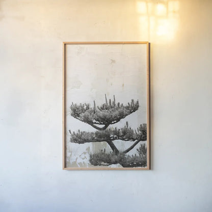 Japanese Tree by Deborah Revell. shown as a paper print in a natural frame. Available as a archival giclee rolled canvas, fine art paper, or poster print. SKU 100052h.