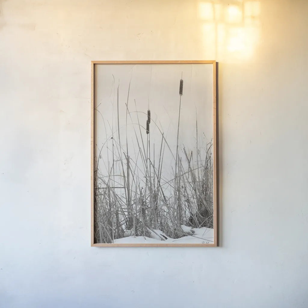 Kates Rushes II by Deborah Revell. shown as a paper print in a natural frame. Available as a archival giclee rolled canvas, fine art paper, or poster print. SKU 100049h.