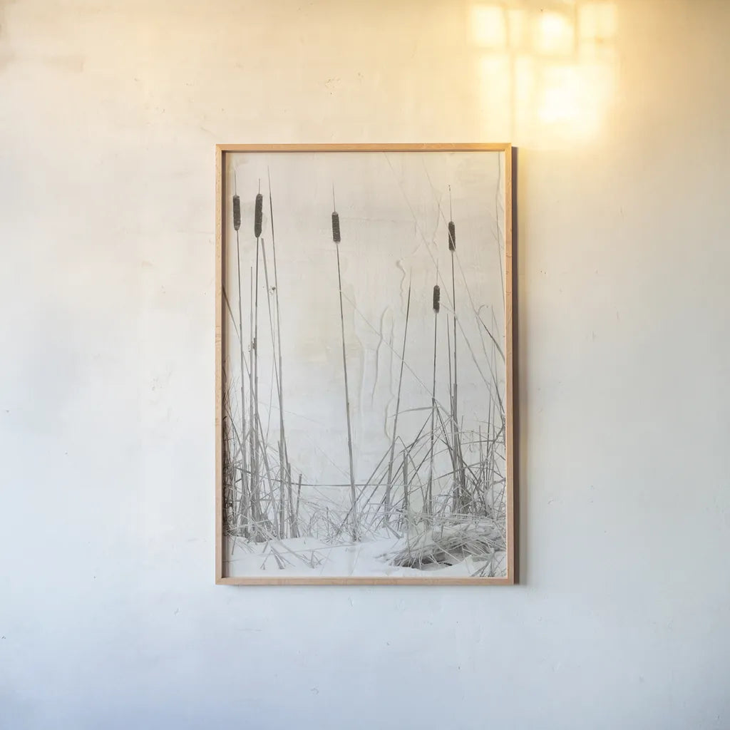 Kates Rushes III by Deborah Revell. shown as a paper print in a natural frame. Available as a archival giclee rolled canvas, fine art paper, or poster print. SKU 100050h.