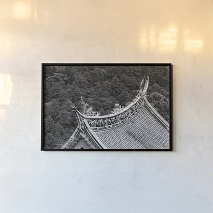 Kawara Roof I by Deborah Revell. shown as a paper print in a black flame. Available as a archival giclee rolled canvas, fine art paper, or poster print. SKU 100063i.