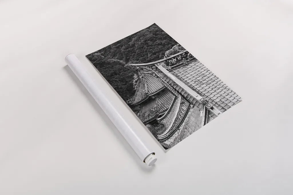 Kawara Roof III by Deborah Revell. shown as a rolled paper print. Available as archival giclee rolled canvas, fine art paper, or poster print. SKU 100065h.