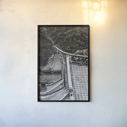 Kawara Roof III by Deborah Revell. shown as a paper print in a black flame. Available as a archival giclee rolled canvas, fine art paper, or poster print. SKU 100065h.