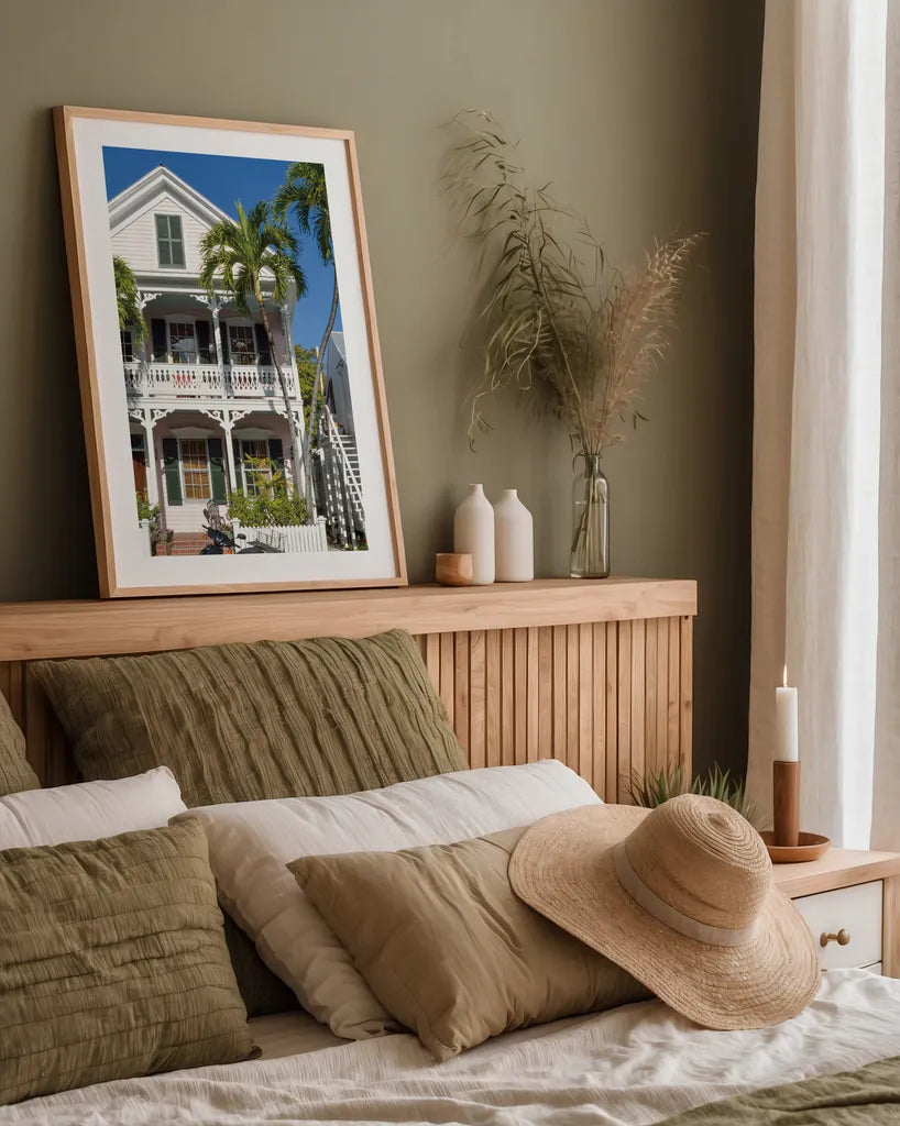 Key West by Deborah Revell. shown as a paper print in a natural frame. Available as a archival giclee rolled canvas, fine art paper, or poster print. SKU 94192h.