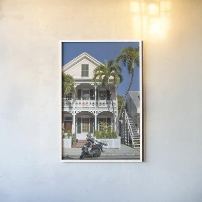 Key West by Deborah Revell. shown as a paper print in a white frame. Available as a archival giclee rolled canvas, fine art paper, or poster print. SKU 94192h.