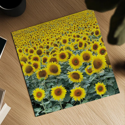 Le Loire Sunflower Field by Deborah Revell. Shown as a detailed flat fine art print, highlighting archival giclee quality. Available as an archival giclee rolled canvas, fine art paper, or poster print. SKU 96592a.