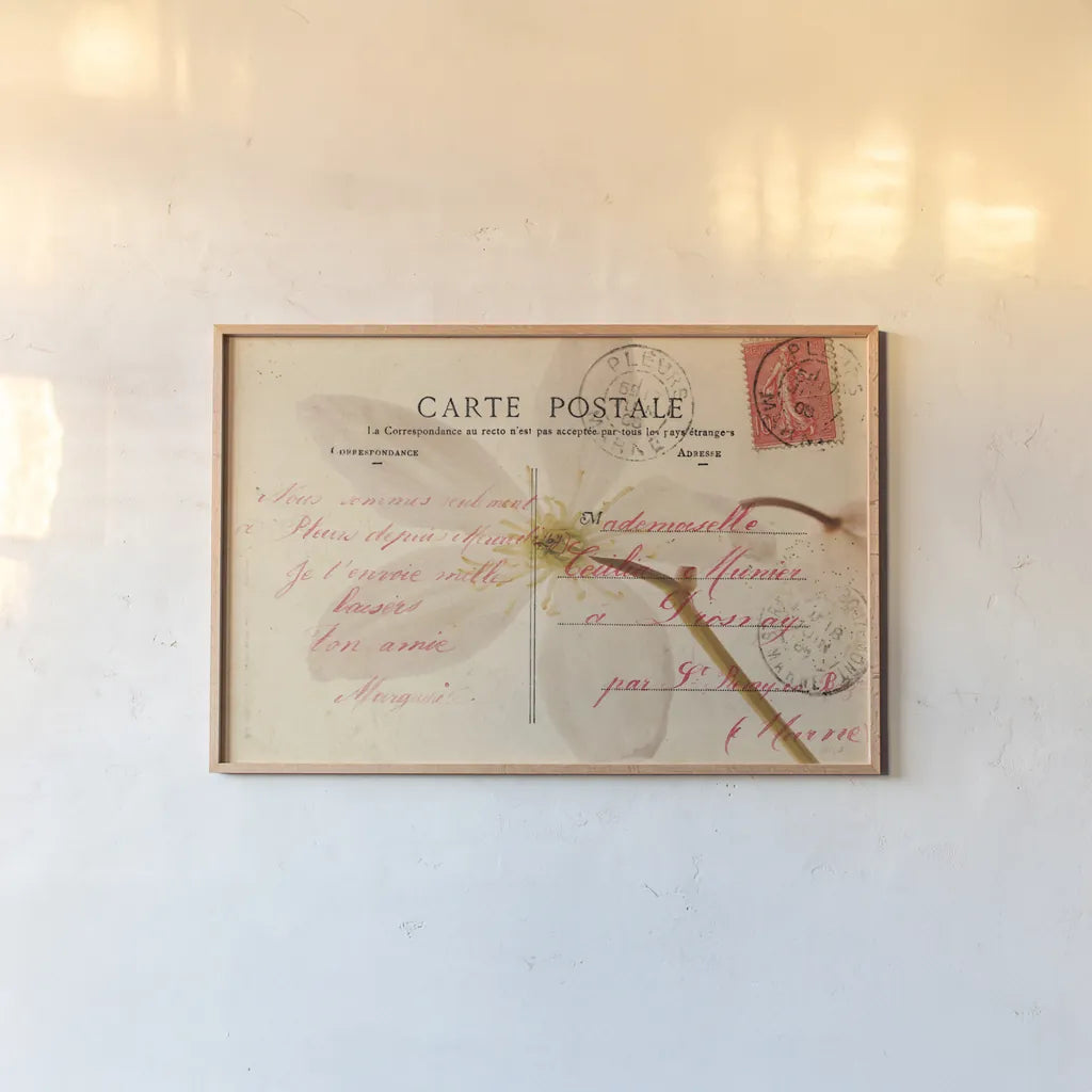 Letters to My Love II by Deborah Revell. shown as a paper print in a natural frame. Available as a archival giclee rolled canvas, fine art paper, or poster print. SKU 95480i.