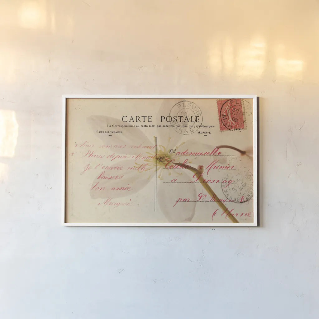 Letters to My Love II by Deborah Revell. shown as a paper print in a white frame. Available as a archival giclee rolled canvas, fine art paper, or poster print. SKU 95480i.