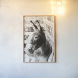 Little Donkey II by Deborah Revell. shown as a paper print in a natural frame. Available as a archival giclee rolled canvas, fine art paper, or poster print. SKU 100658h.
