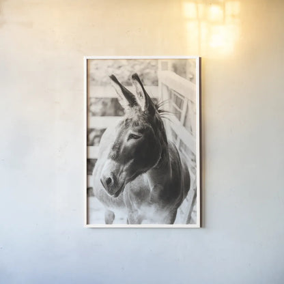 Little Donkey II by Deborah Revell. shown as a paper print in a white frame. Available as a archival giclee rolled canvas, fine art paper, or poster print. SKU 100658h.