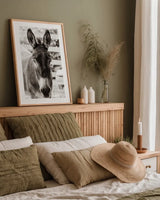 Little Donkey III by Deborah Revell. shown as a paper print in a natural frame. Available as a archival giclee rolled canvas, fine art paper, or poster print. SKU 100659h.