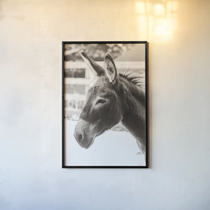 Little Donkey V by Deborah Revell. shown as a paper print in a black flame. Available as a archival giclee rolled canvas, fine art paper, or poster print. SKU 100661h.