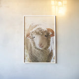 Little Lamb by Deborah Revell. shown as a paper print in a white frame. Available as a archival giclee rolled canvas, fine art paper, or poster print. SKU 96305h.