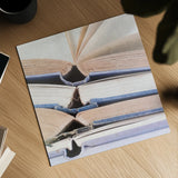 Livres Bleu by Deborah Revell. Shown as a detailed flat fine art print, highlighting archival giclee quality. Available as an archival giclee rolled canvas, fine art paper, or poster print. SKU 96919a.