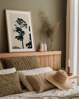 Lone Tree Japan by Deborah Revell. shown as a paper print in a natural frame. Available as a archival giclee rolled canvas, fine art paper, or poster print. SKU 100073h.