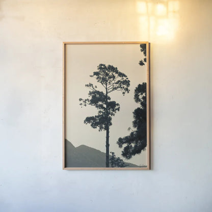Lone Tree Japan by Deborah Revell. shown as a paper print in a natural frame. Available as a archival giclee rolled canvas, fine art paper, or poster print. SKU 100073h.