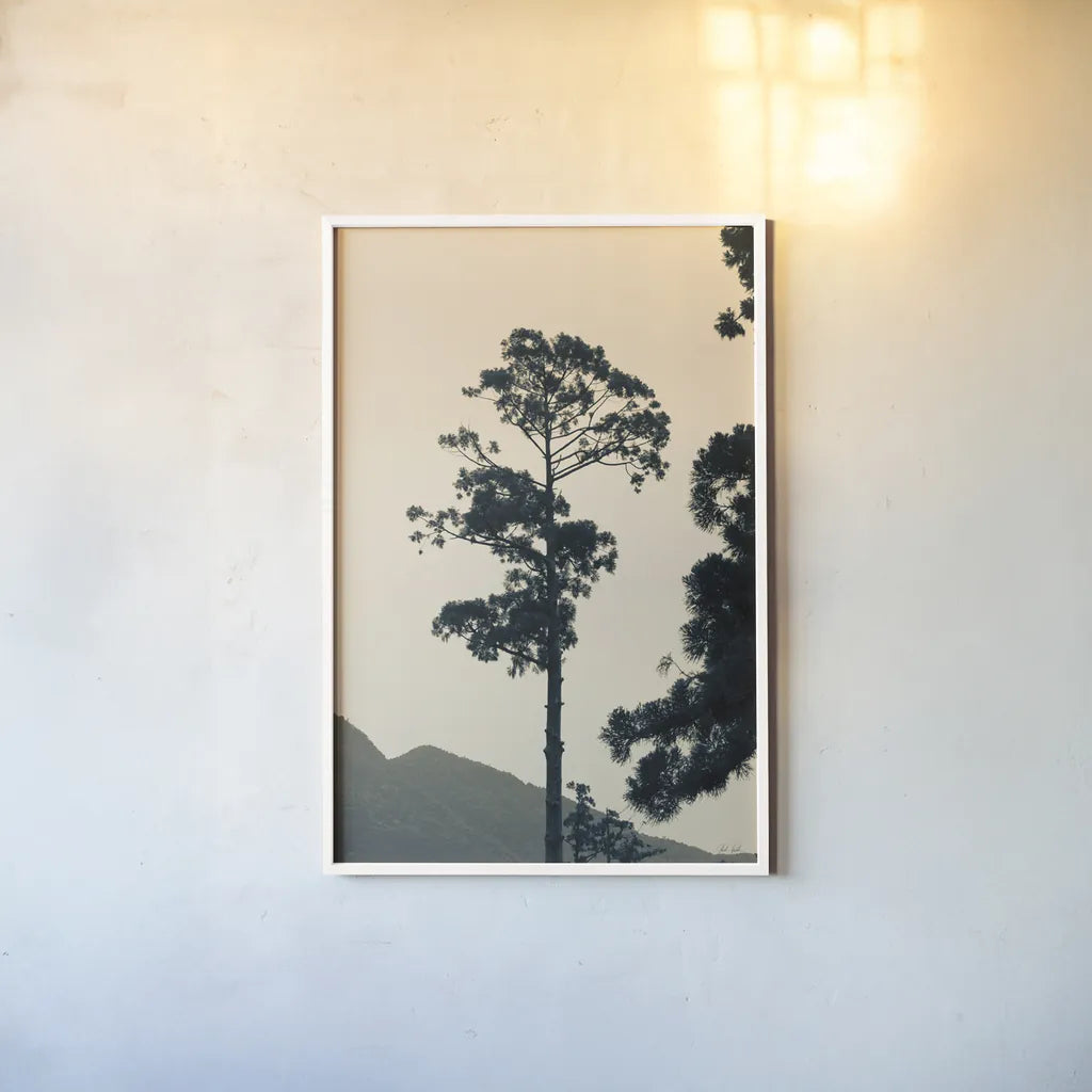 Lone Tree Japan by Deborah Revell. shown as a paper print in a white frame. Available as a archival giclee rolled canvas, fine art paper, or poster print. SKU 100073h.