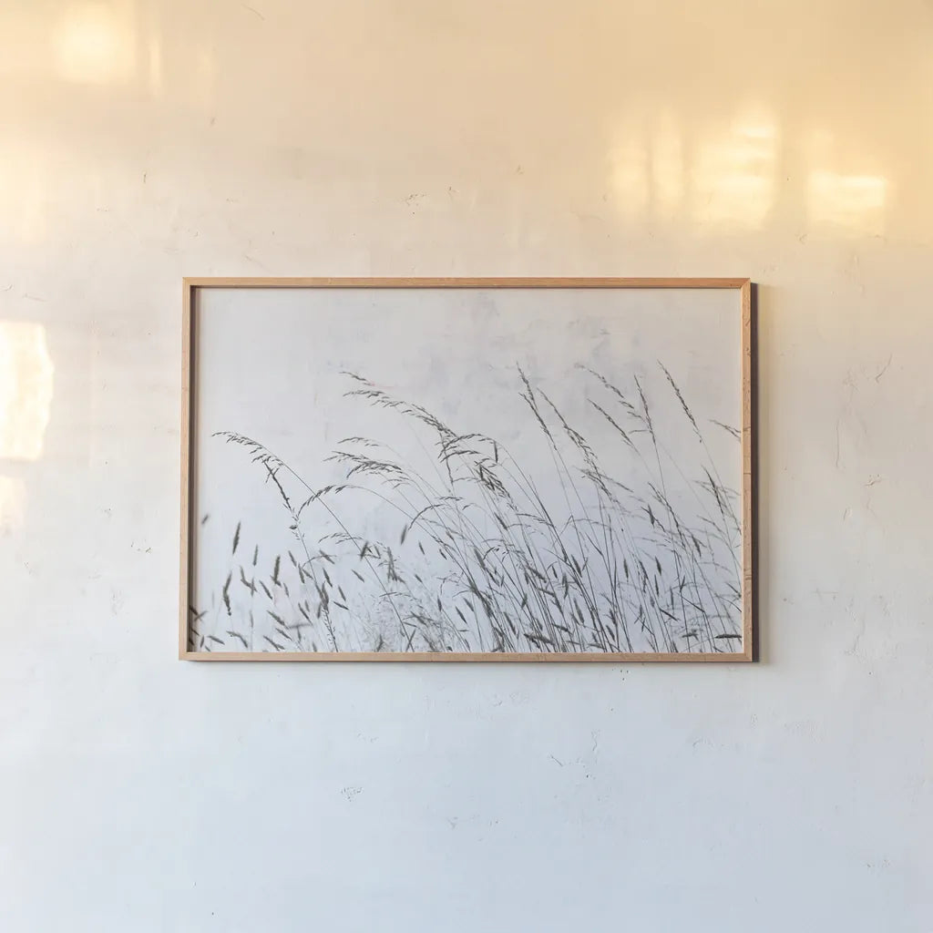 Meadow Grass I by Deborah Revell. shown as a paper print in a natural frame. Available as a archival giclee rolled canvas, fine art paper, or poster print. SKU 93436i.