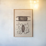 Mermaid Purse by Deborah Revell. shown as a paper print in a natural frame. Available as a archival giclee rolled canvas, fine art paper, or poster print. SKU 95763h.