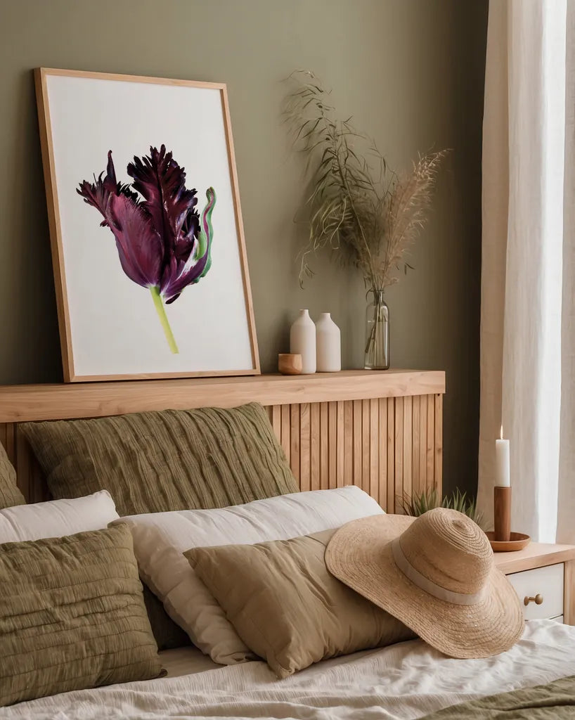 Moody Beauty II by Deborah Revell. shown as a paper print in a natural frame. Available as a archival giclee rolled canvas, fine art paper, or poster print. SKU 92728h.