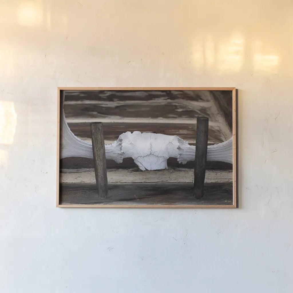 Moose Antler I by Deborah Revell. shown as a paper print in a natural frame. Available as a archival giclee rolled canvas, fine art paper, or poster print. SKU 102082i.