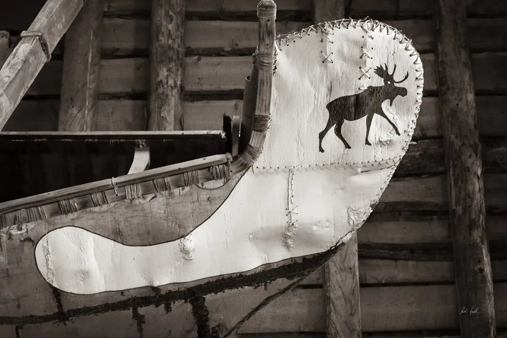 Moose Canoe by Deborah Revell. SKU 96602i. Archival Giclee Fine art print for wall decor.
